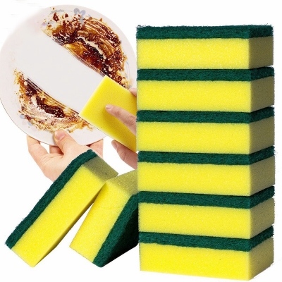 Picture of (Pack of 10) Double Sided Dish Washing Cleaning Foam and Scrubber Sponge