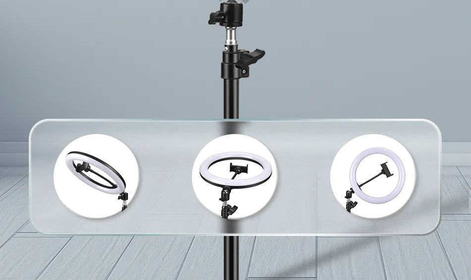 Picture of 10 inch Ring Light with 7 Feet Long 200cm Optional Tripod Stand, YouTube Facebook Live Video Tiktok Video Photography Fill Light Led Ring Lamp Ringlight for Video Recording Live Broadcast - ring light with stand
