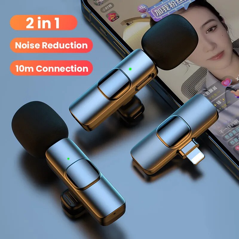 Picture of K9 Wireless Dual Microphone Professional Lapel Lavalia Microphone - Type C To remove the word for Adapter Micro SDHC - High-Quality Audio Recording