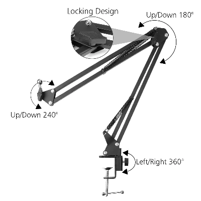 Picture of Overhead Video Stand Phone Holder Articulating Arm Phone Mount Table Top ChromLives Scissor Boom Arm Articulating Phone Stand Tablet Phone Holder for Streaming Phone Baking Crafting