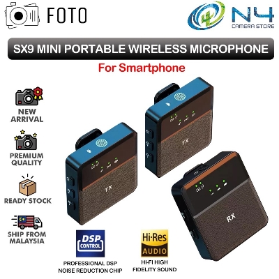 Picture of Professional 3 In 1 SX9 Wireless Microphone for Type C & 3.5 Interface Recording Mircophone Smart Noise Cancelling Mini Portable Mic on Live Streaming - Black