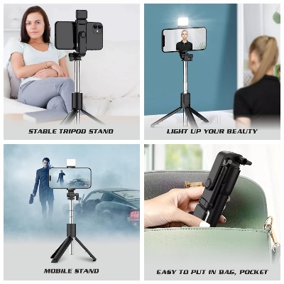 Picture of R1s Adjustable 4 in 1 Multifunctional Monopod Selfie Stick & Tripod , Extendable Selfie Stick With Wireless Remote &Tripod Stand,Portable,Lightweight,Compatible With All Smartphone & Mobile