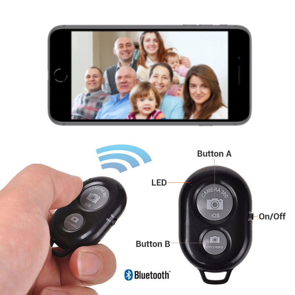 Picture of Wireless Bluetooth Remote Control Camera Shutter for iPhone iPad Android Phones - Tripod Phone Camera Controller Remote