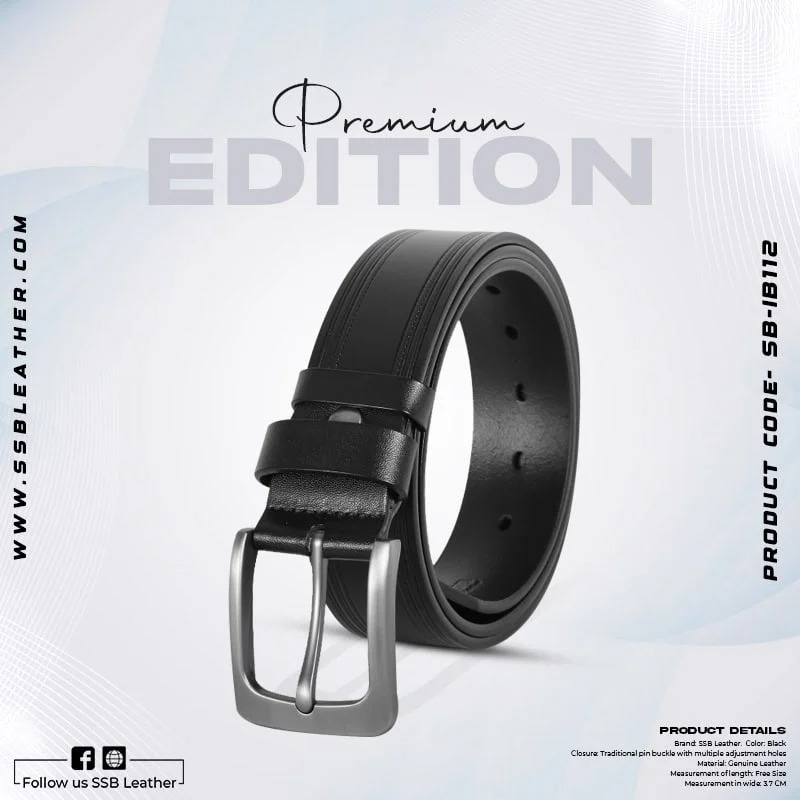 Picture of Classic Black One Part Leather Belt For Men-IB112