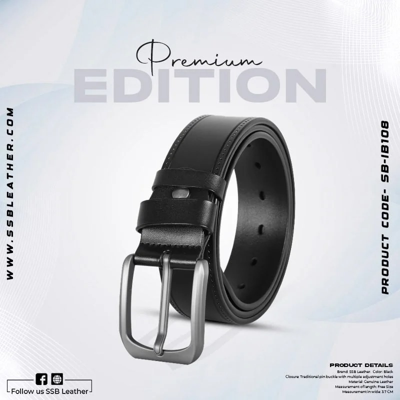 Picture of Classic Black One Part Leather Belt For Men-IB108