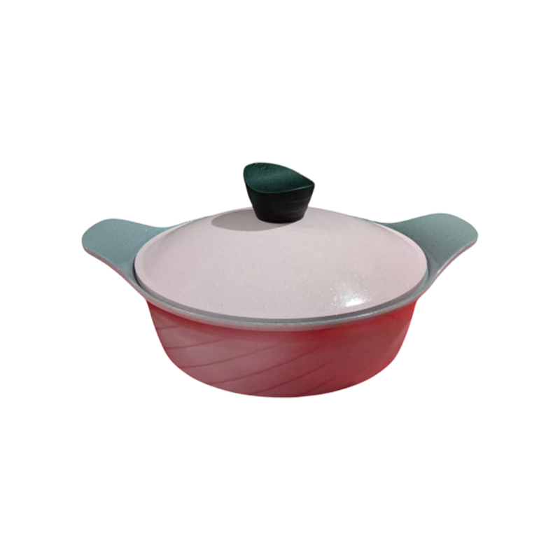 Picture of Aluminum Die-cast ceramic coating Casserole 24cm Pink With Lid Low – 5015CP24L