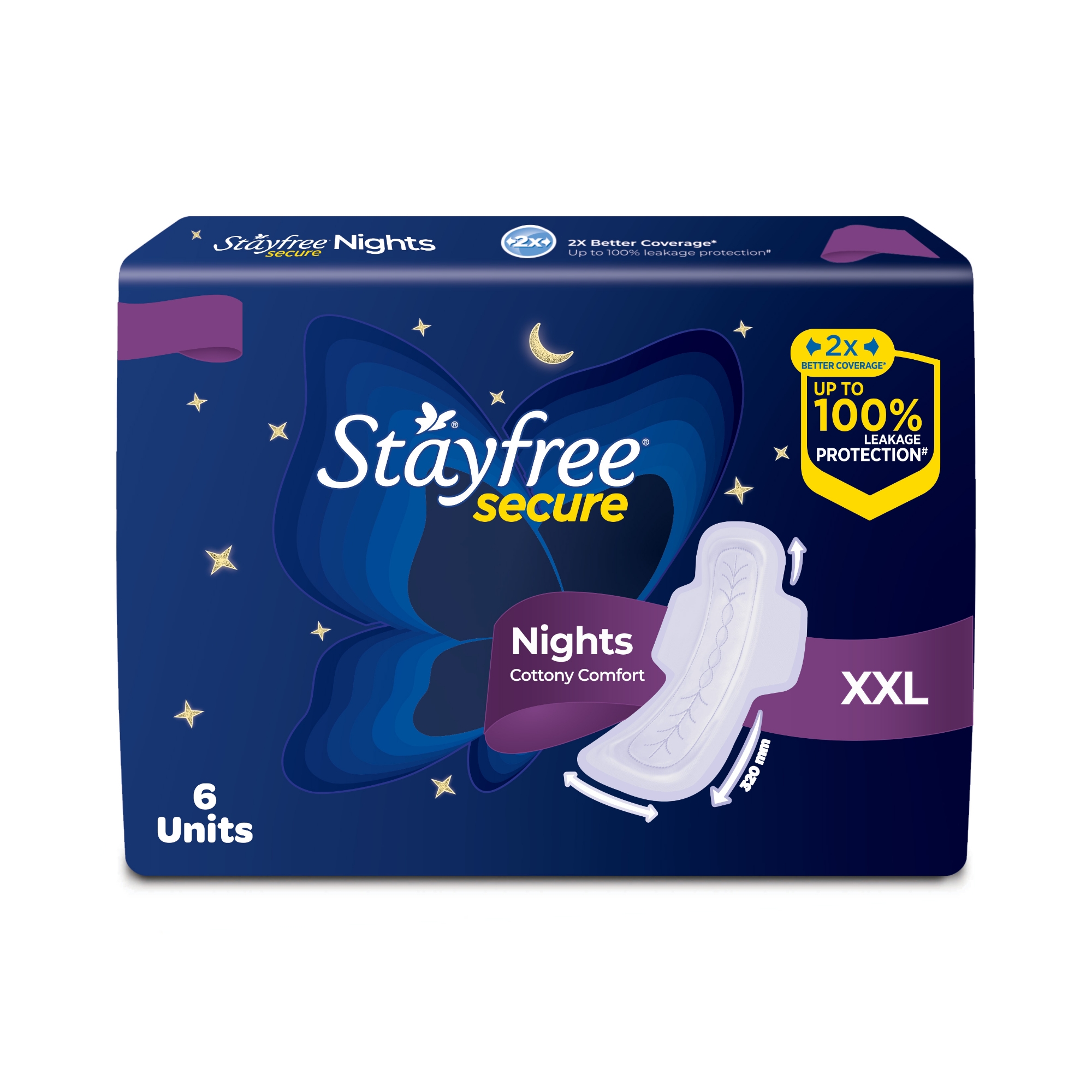 Stayfree Secure Nights Cottony Comfort XXL Thick Sanitary Napkins, with Wings 6 pads IDConline shop bangladeshothoba.com