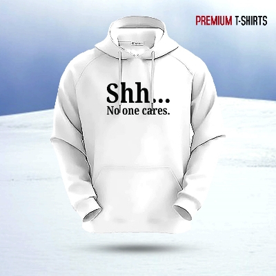 Picture of "Shh...no one cares" Islamic Hoodie (White)