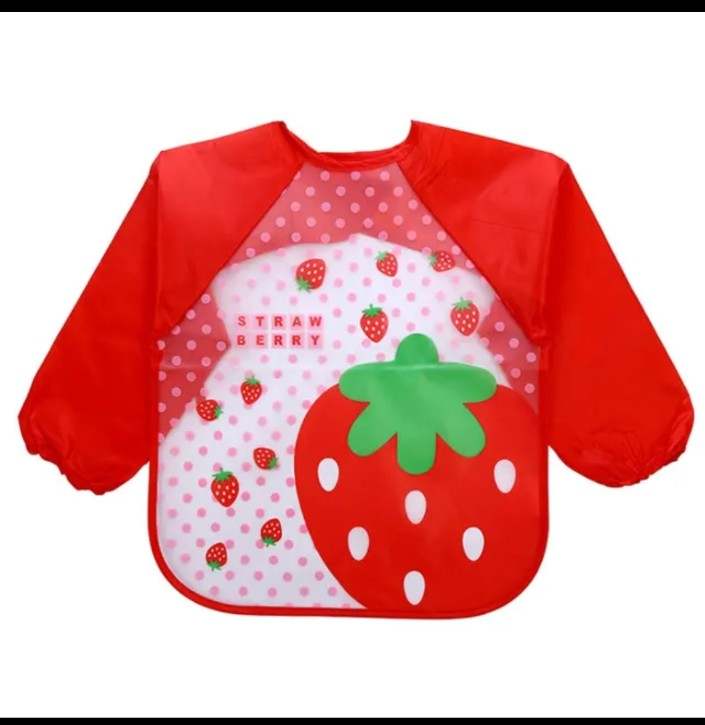 Picture of Full Sleeves Washable Waterproof Feeding Bib for Babies and Kids - Random Color