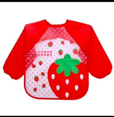 Picture of Full Sleeves Washable Waterproof Feeding Bib for Babies and Kids - Random Color