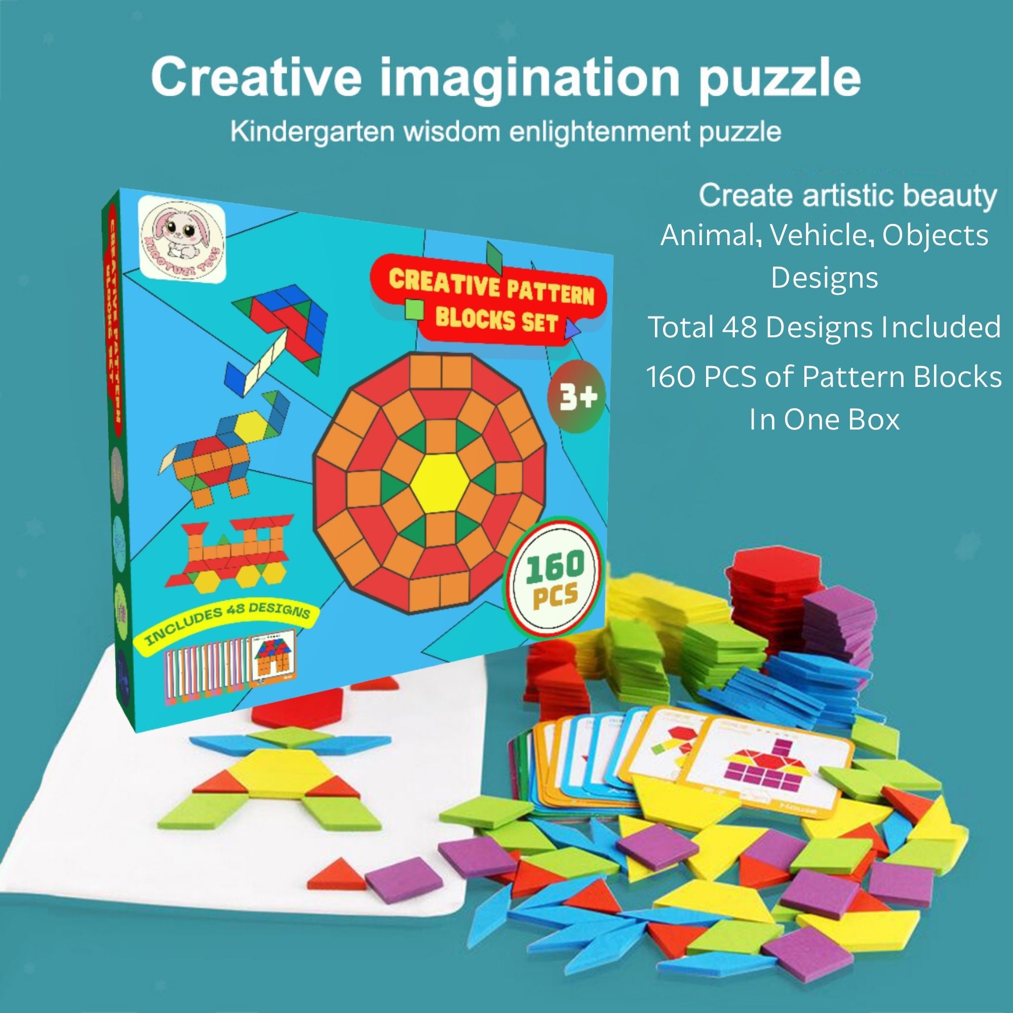 Picture of 160 Pcs Creative Pattern Blocks Geometric Shape Puzzle Graphical Early Educational Tangram Toy Board Game Picture of 160 Pcs Creative Pattern Blocks Geometric Shape Puzzle Graphical Early Educational Tangram Toy Board Game