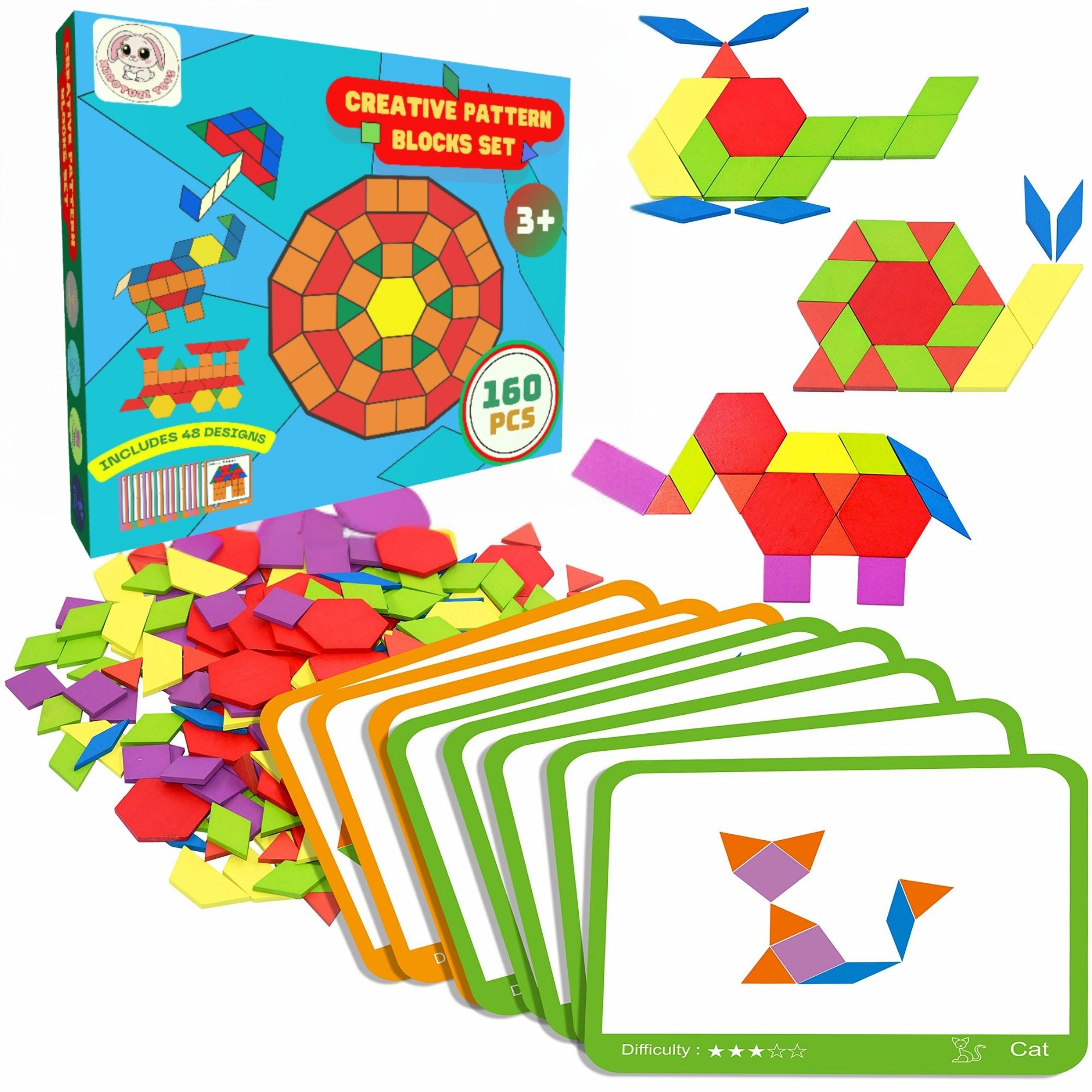 Picture of 160 Pcs Creative Pattern Blocks Geometric Shape Puzzle Graphical Early Educational Tangram Toy Board Game Picture of 160 Pcs Creative Pattern Blocks Geometric Shape Puzzle Graphical Early Educational Tangram Toy Board Game