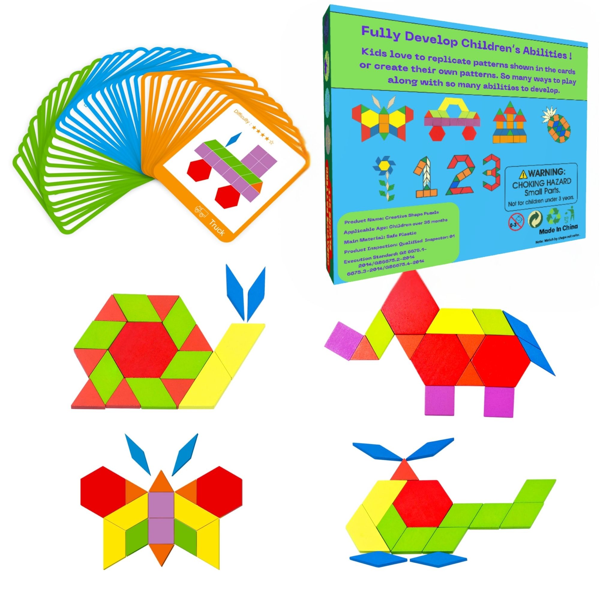 Picture of 160 Pcs Creative Pattern Blocks Geometric Shape Puzzle Graphical Early Educational Tangram Toy Board Game Picture of 160 Pcs Creative Pattern Blocks Geometric Shape Puzzle Graphical Early Educational Tangram Toy Board Game