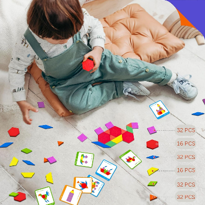 Picture of 160 Pcs Creative Pattern Blocks Geometric Shape Puzzle Graphical Early Educational Tangram Toy Board Game Picture of 160 Pcs Creative Pattern Blocks Geometric Shape Puzzle Graphical Early Educational Tangram Toy Board Game