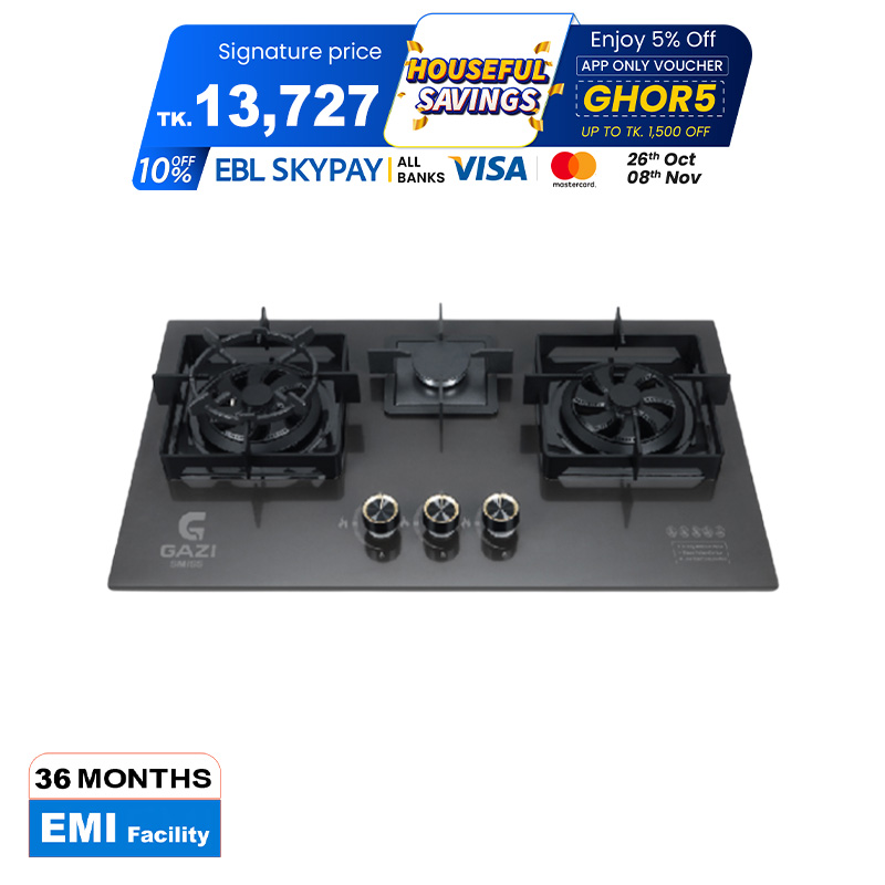 Picture of Gazi Smiss Double Gas Stove Made by High Quality Ceramic Marble Body and Brass Burner Cap- GH-8301M -(Best Price)