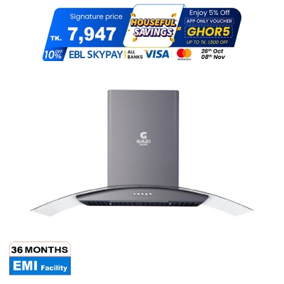 Picture of Gazi Smiss Kitchen Hood - EG-520B6 with 3 Speeds Push switch and top front glass 900mm