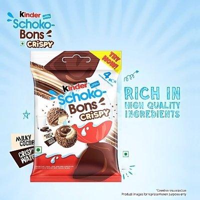 Kinder Schoko-Bons Crispy 4pcs Milk And Cocoa Flavor 22.4 gm IDConline shop bangladeshothoba.com Kinder Schoko-Bons Crispy 4pcs Milk And Cocoa Flavor 22.4 gm IDConline shop bangladeshothoba.com