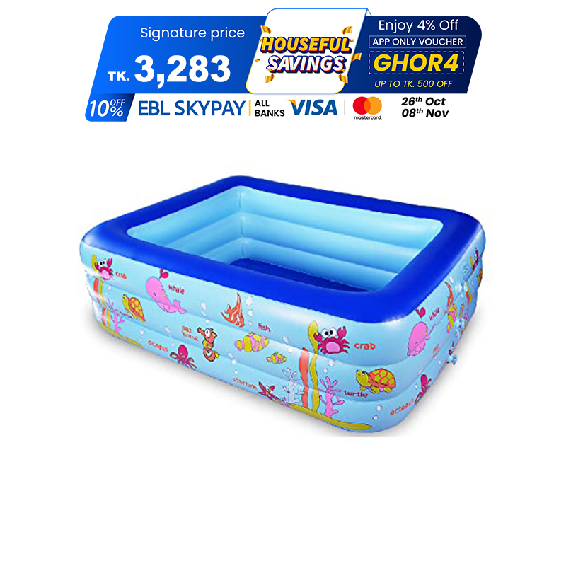 Picture of Inflatable Swimming Pool Adults & Kids Baby Pool Bathing Tub Outdoor Indoor 150 Cmx 110cmx50cm With Electric Pumper