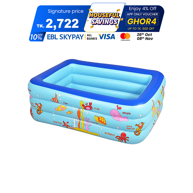 Picture of Inflatable Swimming Pool Adults & Kids Baby Pool Bathing Tub Outdoor Indoor 130 Cmx 85cmx55cm With Electric Pumper