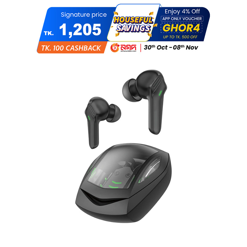 Picture of FONENG BL118 MVP Gaming TWS Earbuds with Stereo Sound Music- Black