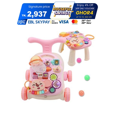 Picture of QDRAGON Walker for Baby Girl, Baby Push Walkers for Babies, 3 in 1 Push Toys for Babies Learning to Walk, Baby Walker Table and Activity Center, Early Learning Toy for Kids Infant 6-12 Months, Pink