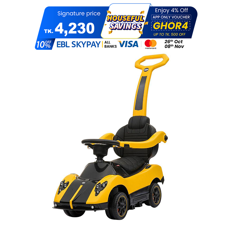 Picture of Kids Ride On Licensed Pagani Zonda Push Car With Pull Handle - Yellow Picture of Kids Ride On Licensed Pagani Zonda Push Car With Pull Handle - Yellow