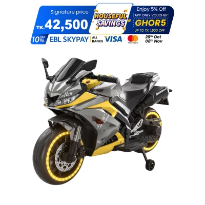 Picture of Kids R15 Electric Ride-On Bike – Big Size 12V Battery Motorcycle with Live Meter Display, LED Lights & Music – Suitable for Ages 2.5–15 Years
