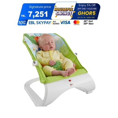 Picture of Fisher-Price Rainforest New-Born Baby Bouncer, Rocker and Chair with Activity Centre with Removable Toy Bar and Calming Vibrations