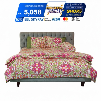 Picture of Alpana Print Comforter Bedding Set – Magenta (5Pcs)