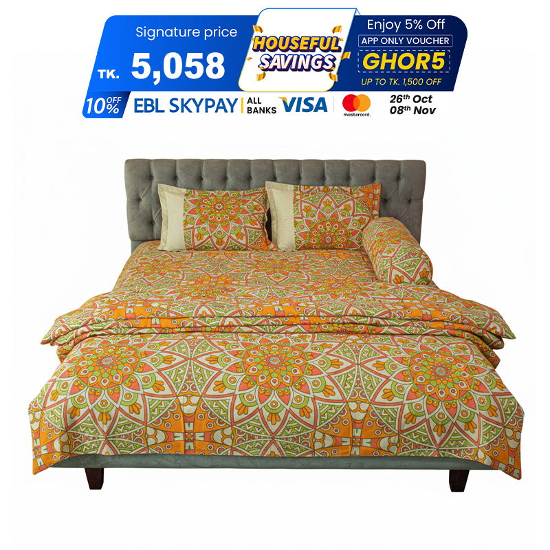 Picture of Alpana Print Comforter Bedding Set – Orange (5Pcs)