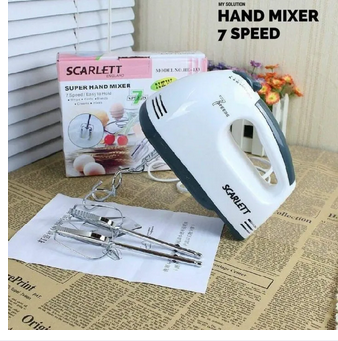 Picture of Scarlett Electric 7 Speed Hand Mixer with 4 Pieces Stainless Blender,Powerful 180W Motor - Food Preparation - Mixers Picture of Scarlett Electric 7 Speed Hand Mixer with 4 Pieces Stainless Blender,Powerful 180W Motor - Food Preparation - Mixers