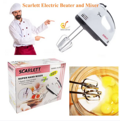 Picture of Scarlett Electric 7 Speed Hand Mixer with 4 Pieces Stainless Blender,Powerful 180W Motor - Food Preparation - Mixers Picture of Scarlett Electric 7 Speed Hand Mixer with 4 Pieces Stainless Blender,Powerful 180W Motor - Food Preparation - Mixers