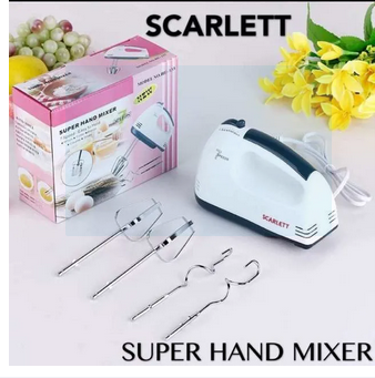 Picture of Scarlett Electric 7 Speed Hand Mixer with 4 Pieces Stainless Blender,Powerful 180W Motor - Food Preparation - Mixers Picture of Scarlett Electric 7 Speed Hand Mixer with 4 Pieces Stainless Blender,Powerful 180W Motor - Food Preparation - Mixers