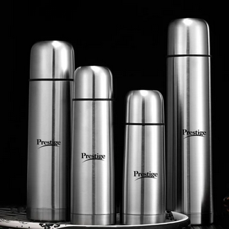Picture of Prestige Thermopro Flask, Stainless Steel Insulated Hot or Cold Bottle Flask, 350 ml,500ml, 750ml & 1000ml, Silver vacuum flask Picture of Prestige Thermopro Flask, Stainless Steel Insulated Hot or Cold Bottle Flask, 350 ml,500ml, 750ml & 1000ml, Silver vacuum flask