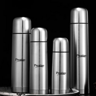 Picture of Prestige Thermopro Flask, Stainless Steel Insulated Hot or Cold Bottle Flask, 350 ml,500ml, 750ml & 1000ml, Silver vacuum flask Picture of Prestige Thermopro Flask, Stainless Steel Insulated Hot or Cold Bottle Flask, 350 ml,500ml, 750ml & 1000ml, Silver vacuum flask
