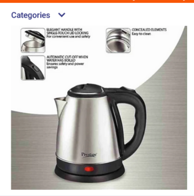 Picture of Prestige Electric Kettle - 2L - Silver and Black Picture of Prestige Electric Kettle - 2L - Silver and Black