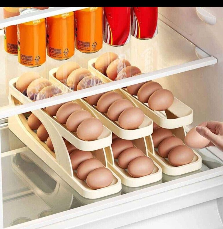 Picture of New Automatic Rolling-Down Double-Layer Egg Dispenser, Space-Saving Egg Holder Dispenser for Refrigerator, Egg Container for Kitchen Egg Organizer Fridge Holds 15 Eggs (1-Pack) Picture of New Automatic Rolling-Down Double-Layer Egg Dispenser, Space-Saving Egg Holder Dispenser for Refrigerator, Egg Container for Kitchen Egg Organizer Fridge Holds 15 Eggs (1-Pack)