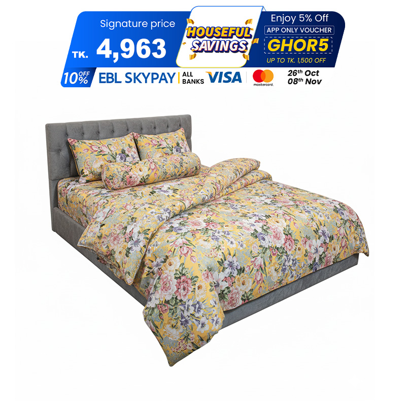 Picture of Monsoon Blooms – Yellow Comforter Set (5Pcs)