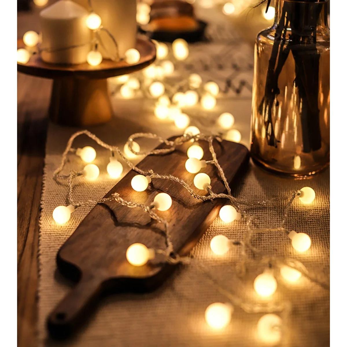 Picture of LED Ball Shaped String Fairy Lights Gold - Room Decoration Light Picture of LED Ball Shaped String Fairy Lights Gold - Room Decoration Light