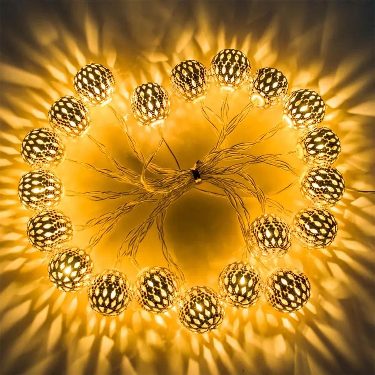 Picture of Golden Metal Ball Fairy Light, Metal Ball String Light - Fairy lights 20pcs string lights Party Wedding Decoration