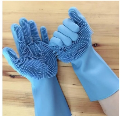 Picture of High Quality Silicone Dish Washing Kitchen Hand Gloves - Multicolor Picture of High Quality Silicone Dish Washing Kitchen Hand Gloves - Multicolor