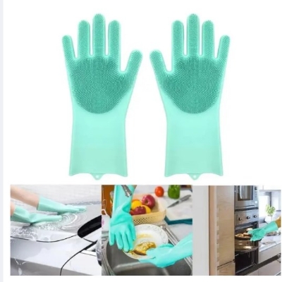 Picture of High Quality Silicone Dish Washing Kitchen Hand Gloves - Multicolor Picture of High Quality Silicone Dish Washing Kitchen Hand Gloves - Multicolor