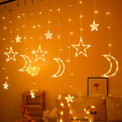 Picture of Moon Star LED Fairy Light for Curtains- 16 feet, 3 Moon, 3 Star, 6 Small Star - Fairy Lights Picture of Moon Star LED Fairy Light for Curtains- 16 feet, 3 Moon, 3 Star, 6 Small Star - Fairy Lights