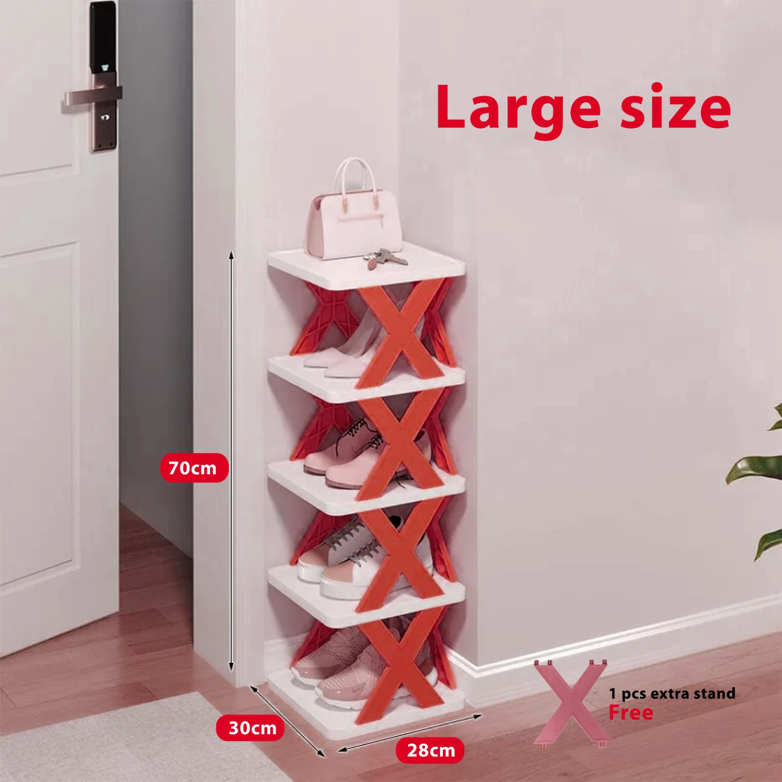 Picture of Creative 5-layer Shoe Rack Storage Organizer Simple Plastic Household Multi-function Space-saving Folding Shoe Stacker Shelf Large Size (30x28x17.5cm)cm Picture of Creative 5-layer Shoe Rack Storage Organizer Simple Plastic Household Multi-function Space-saving Folding Shoe Stacker Shelf Large Size (30x28x17.5cm)cm