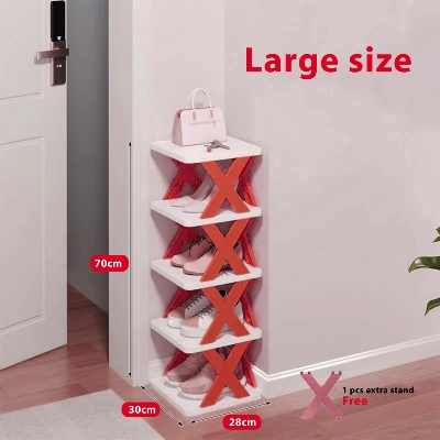 Picture of Creative 5-layer Shoe Rack Storage Organizer Simple Plastic Household Multi-function Space-saving Folding Shoe Stacker Shelf Large Size (30x28x17.5cm)cm Picture of Creative 5-layer Shoe Rack Storage Organizer Simple Plastic Household Multi-function Space-saving Folding Shoe Stacker Shelf Large Size (30x28x17.5cm)cm