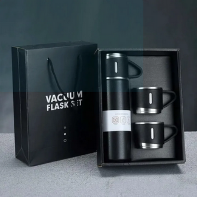 Picture of 500Ml Vacuum Flask Stainless Steel with 3 Cup Set: Keep Hot and Cold water