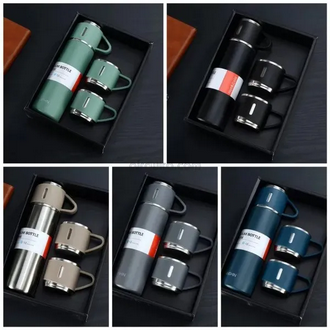 Picture of 500Ml Vacuum Flask Stainless Steel with 3 Cup Set: Keep Hot and Cold water