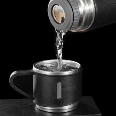 Picture of 500Ml Vacuum Flask Stainless Steel with 3 Cup Set: Keep Hot and Cold water