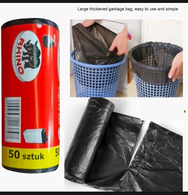 Picture of Garbage/Dustbin/Thrashbin black poly/bag - 50peice roll, 35liter Picture of Garbage/Dustbin/Thrashbin black poly/bag - 50peice roll, 35liter