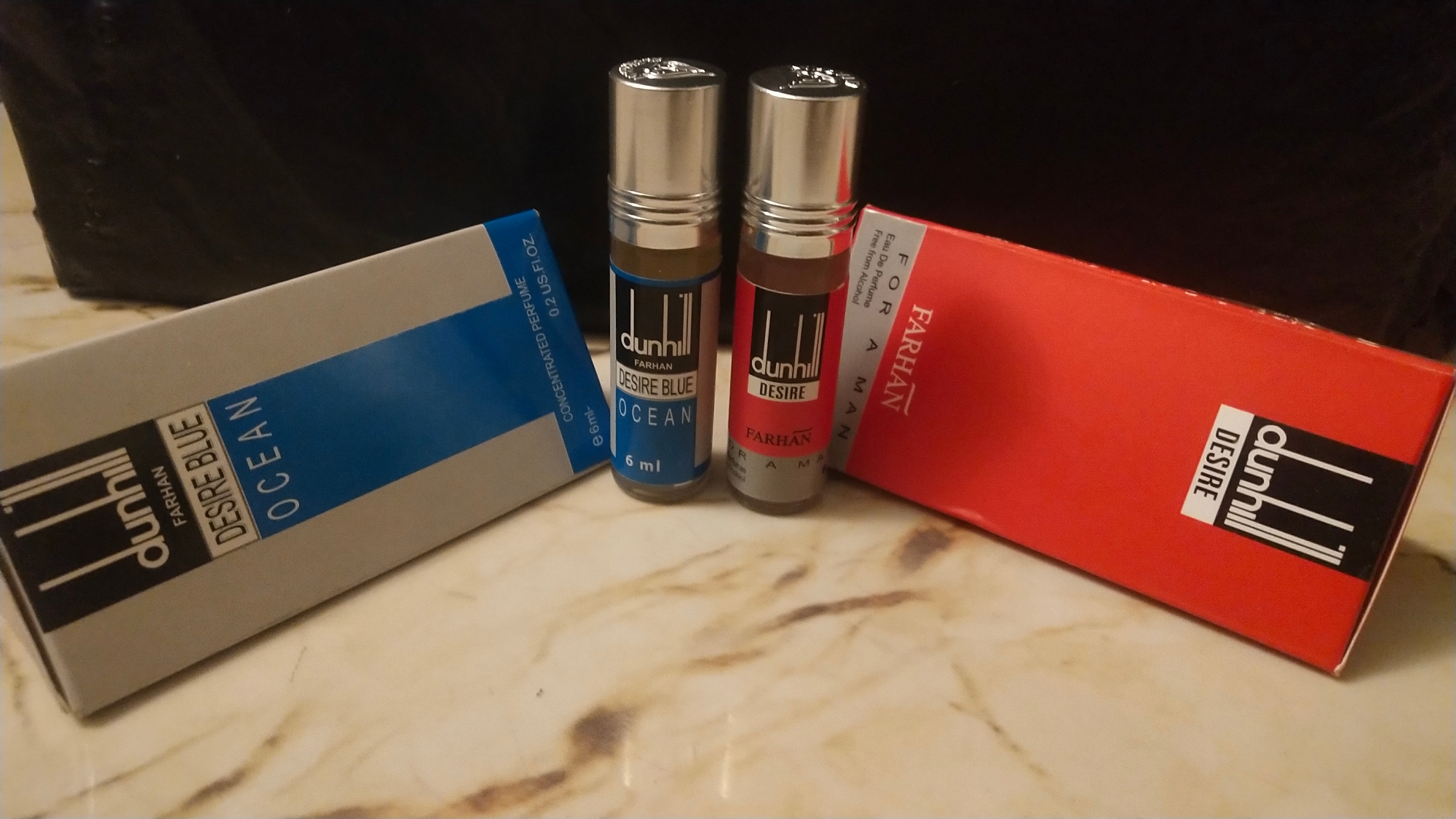 Picture of Combo of Dunhill Desire & Dunhill Desire Blue Ocean by Al Farhan Concentrated Perfume Oil Long Lasting Non-alcoholic Fragrance - 6ml+6ml Picture of Combo of Dunhill Desire & Dunhill Desire Blue Ocean by Al Farhan Concentrated Perfume Oil Long Lasting Non-alcoholic Fragrance - 6ml+6ml